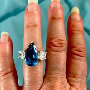 Lab created sapphire and diamond ring, size 5